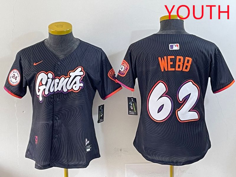 Youth San Francisco Giants #62 Webb Black Joint Name Nike 2025 MLB Jersey style 2->youth mlb jersey->Youth Jersey